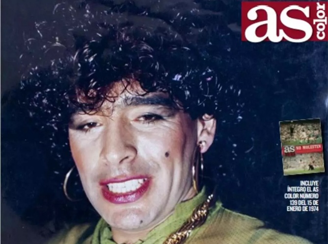 Publican imagen de Diego Armando Maradona vestido de mujer