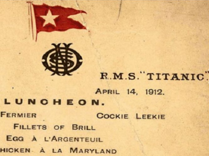 Subastarán último menú que se sirvió en el Titanic