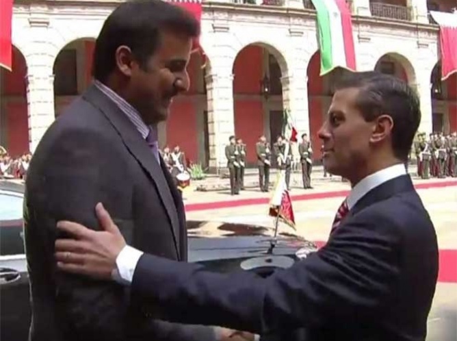Peña Nieto recibe a Emir de Qatar en Palacio Nacional