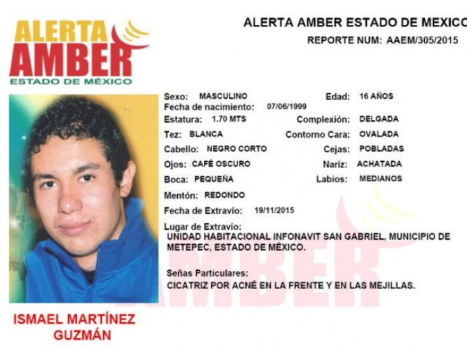 Activa Alerta Amber por la desaparición de  Ismael Martínez Guzmán