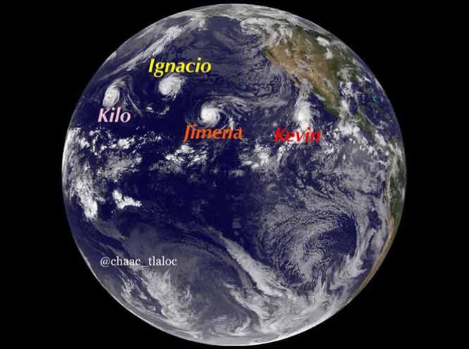 Inédito: 4 ciclones simultáneos en el Pacífico, captados por la NASA